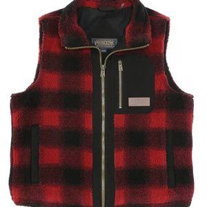 New Pendleton Ridgeline Buffalo Check Fleece Full-Zip VestRed Buffalo size M